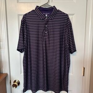 Hickey Freeman Purple Geometric Golf Polo Shirt EUC sz XL
